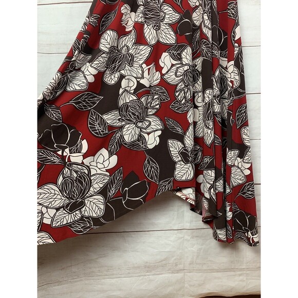 Jones New York Dress maxi Long 8 medium red brown floral blouson red wood Beads - Picture 9 of 12